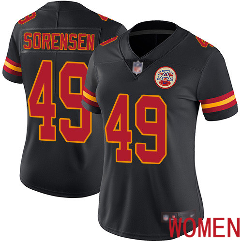 Women Kansas City Chiefs #49 Sorensen Daniel Limited Black Rush Vapor Untouchable Nike NFL Jersey->women nfl jersey->Women Jersey